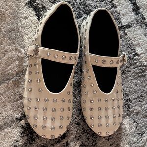 Studded Cream Mary Jane Flats